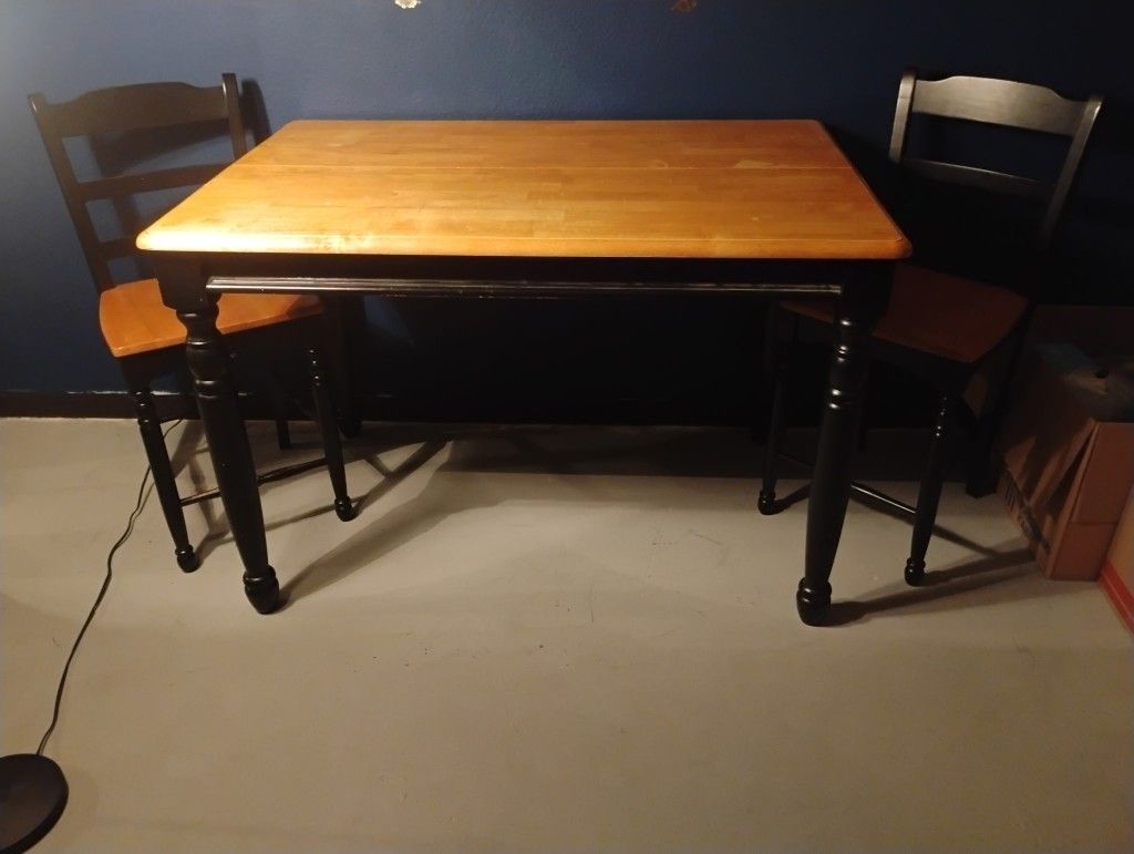 Counter-Height Dining Table w/Leaf + 2 Chairs