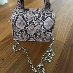 Zara Nude Pink Mini Snakeskin Purse