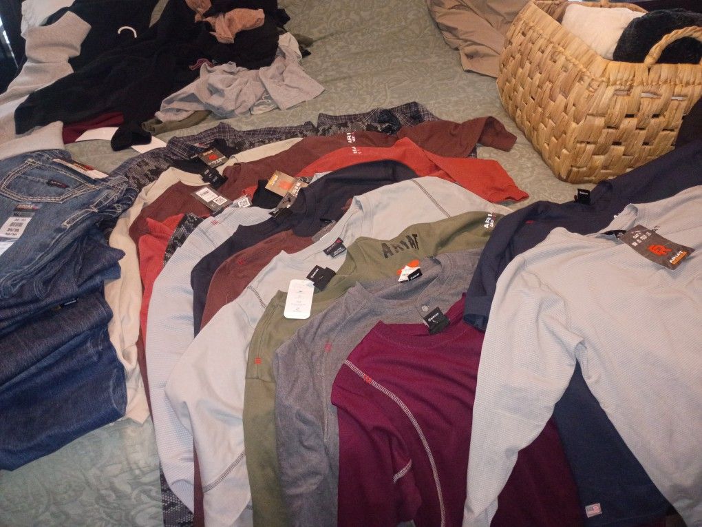 Lot Of Flame Resistant Ariat Clothes 15 Shirts 12 Jeans Varies In Sizes $1,300 For All Or Shoot Me An Offer Willing To Negotiate