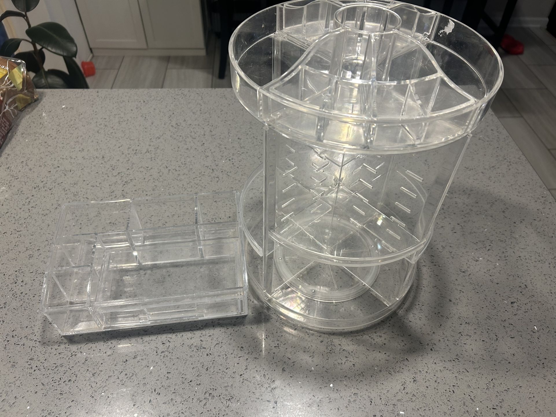 Acrylic Makeup & Desk Organizers – Rotating and Compartment Set