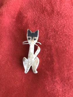 Silver Cat Brooch