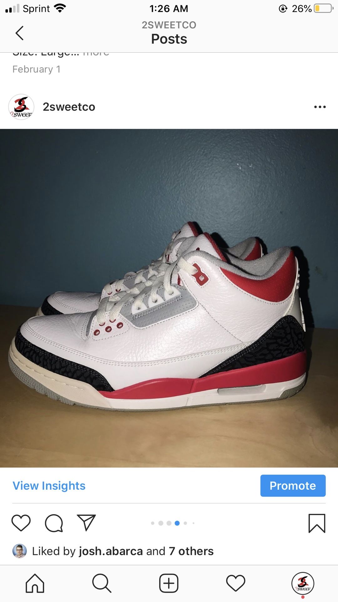 Air Jordan 3 Fire Red size 8