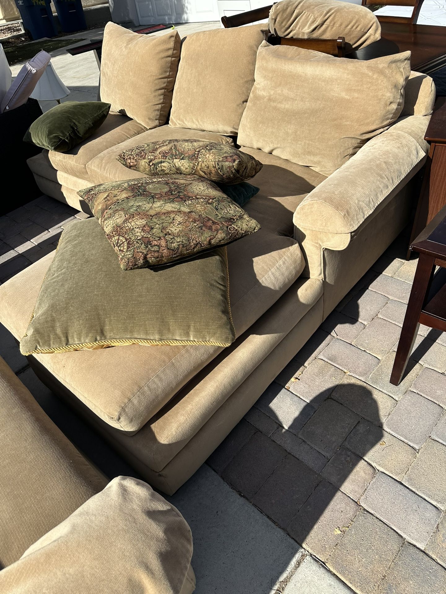 Sofa 3 Pieces Sectional Sofa Light Brown Long