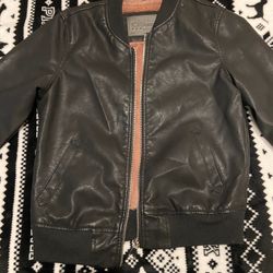 Faux Leather Bomber Jacket 