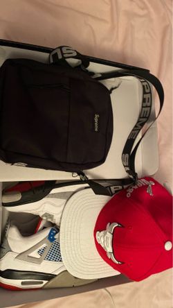 Jordan 4 size 6 supreme bag and Chicago bulls hat