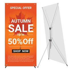 Adjustable Reinforced X Banner Stand for 23 x 63 to 32 x 78 Inch Banners with Travel Bag