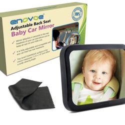  Baby Car Mirror with Cleaning Cloth - Wide Convex Back Seat Baby Mirror is Shatterproof and Adjustable - 360 Swivel Rear Facing Car Seats Mirror Help