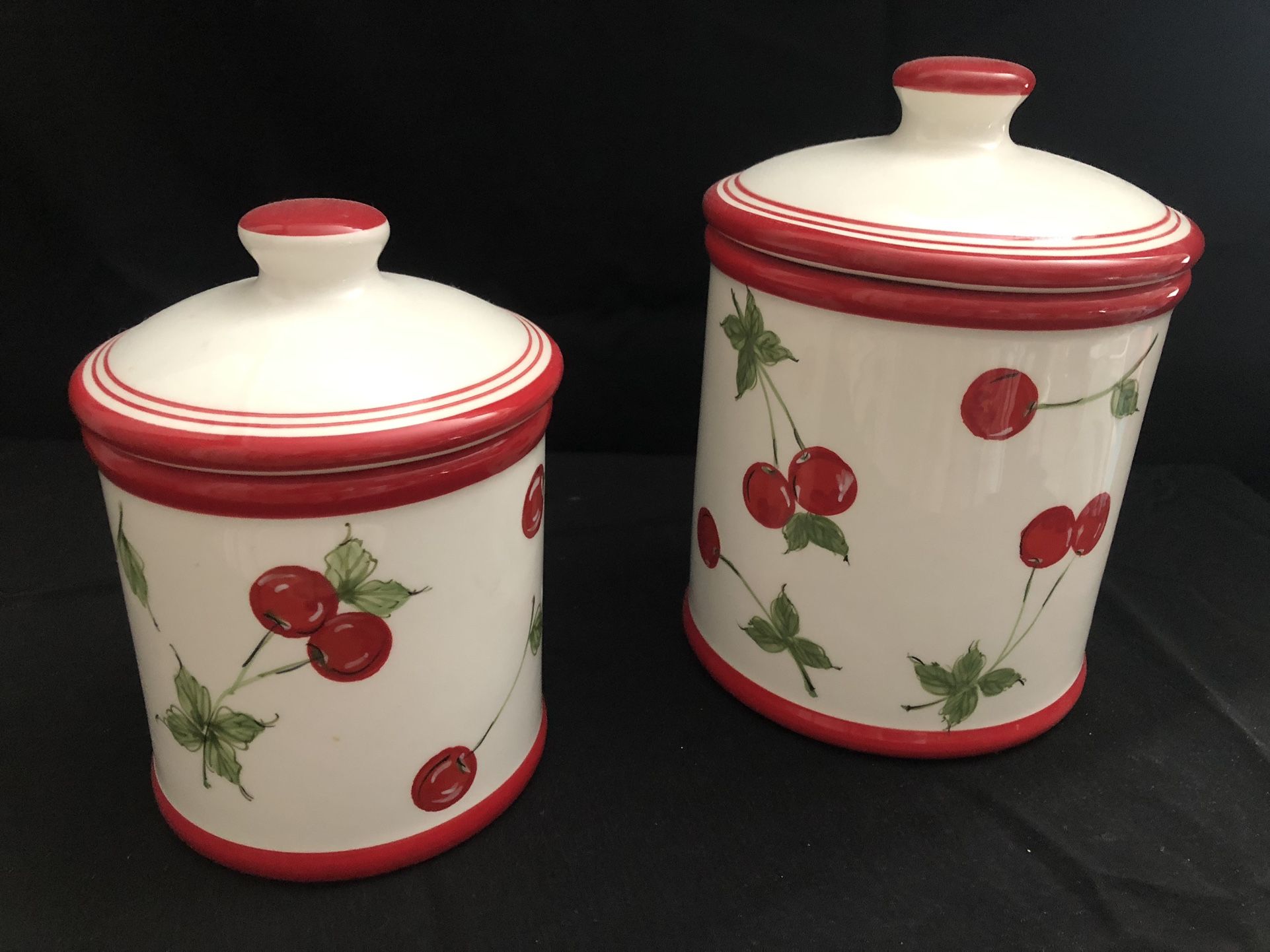 Red And White Cherry Cannisters