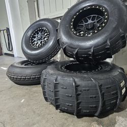 New 4 Set Polaris Rzr Sxs Utv Sand Paddle Tires Wheels With 15" Beadlocks