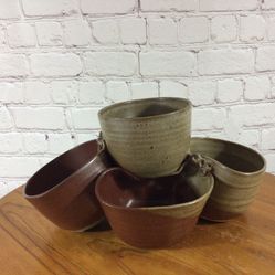 Vintage Two Tier Hand Crafted Two Tone Brown Pottery Planter 