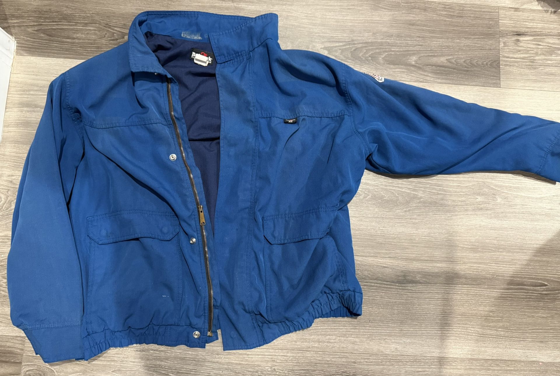 Vintage Bulwark FR Jacket Mens Medium Blue Flame Resistant Bomber Workwear