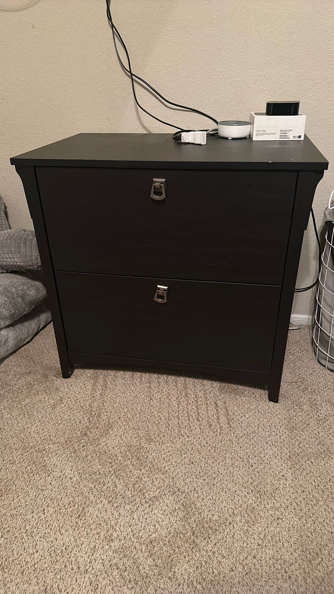 Bush Furniture Salinas 2 Drawer Lateral File Cabinet in Vintage Black, Home Office Storage Solution, Organizer with Drawers for Workspace
