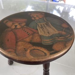 Nice Little Stool Hand Painted Bears On It 