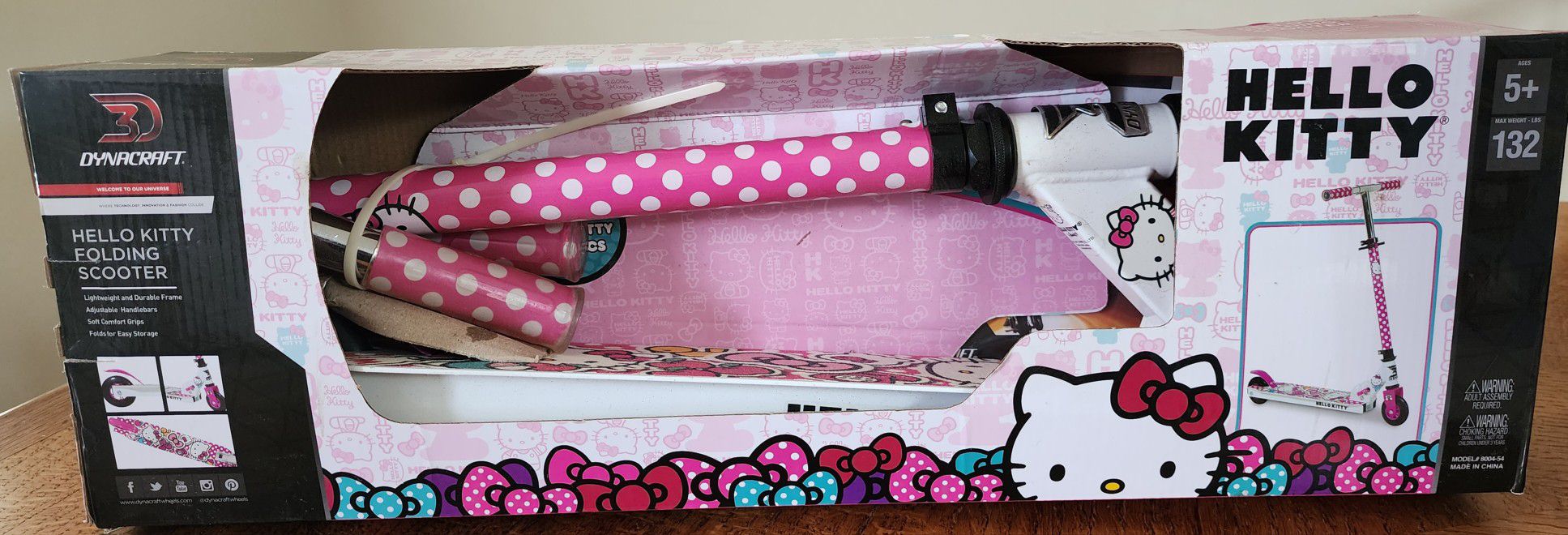 Girls' 2 Wheeled Hello Kitty Folding Kick Scooter by Dynacraft 