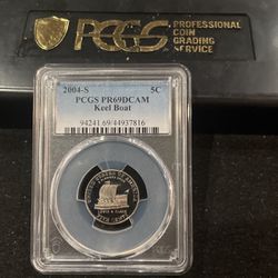 2004 S Gem Proof Keel Boat Jefferson Nickel Graded At PR69 With A Deep Cameo 10-5