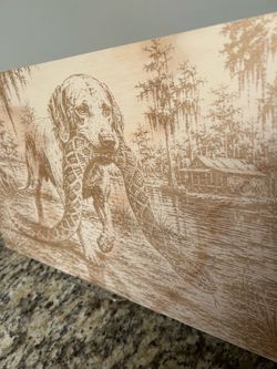Laser Engraved Wood Hunting Dog Art Panel