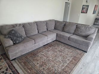 Large Gray Fabric Sectional Sofa