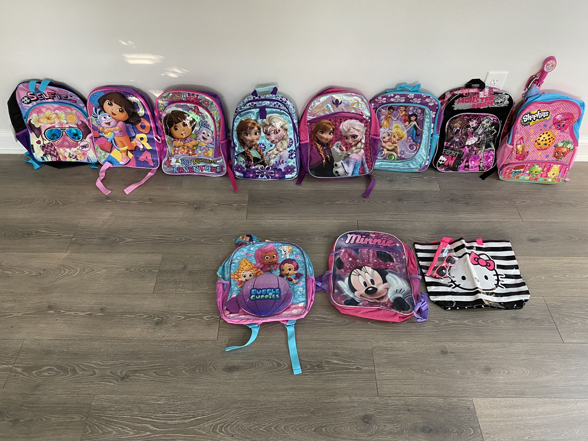 Brand New Girls’ School Back Packs and Matching Lunch Box