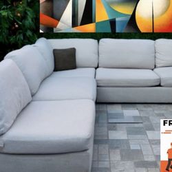 Large Light Gray Sectional Couch
