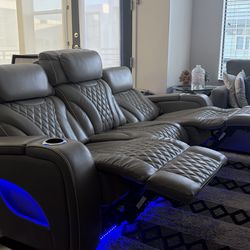 Luxury Leather Reclining Sofa with massage