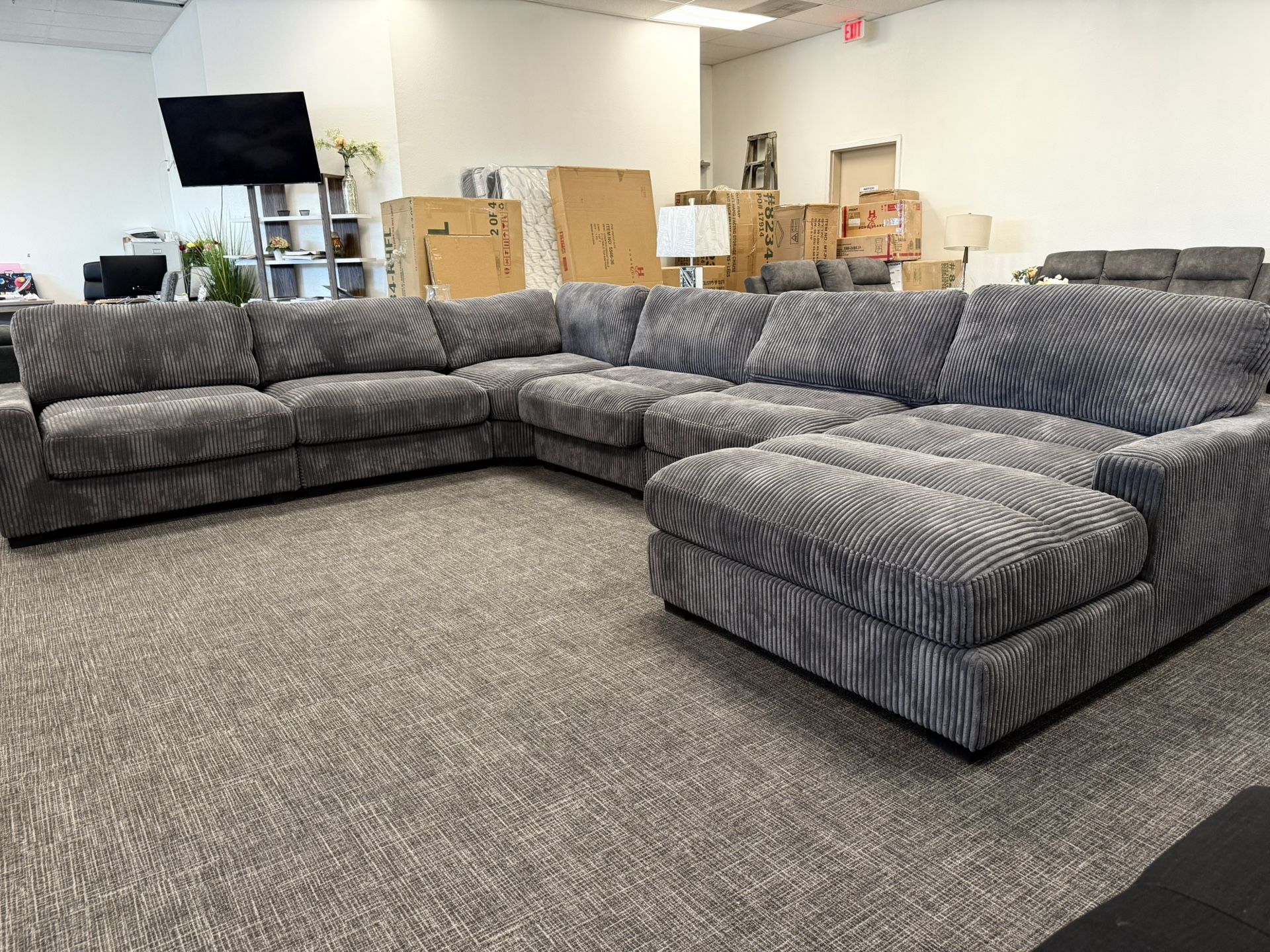 Gray 6 Pc Sofa Sectional Modular Set W/ Chaise - EZ $10 Down Payment Options Available 