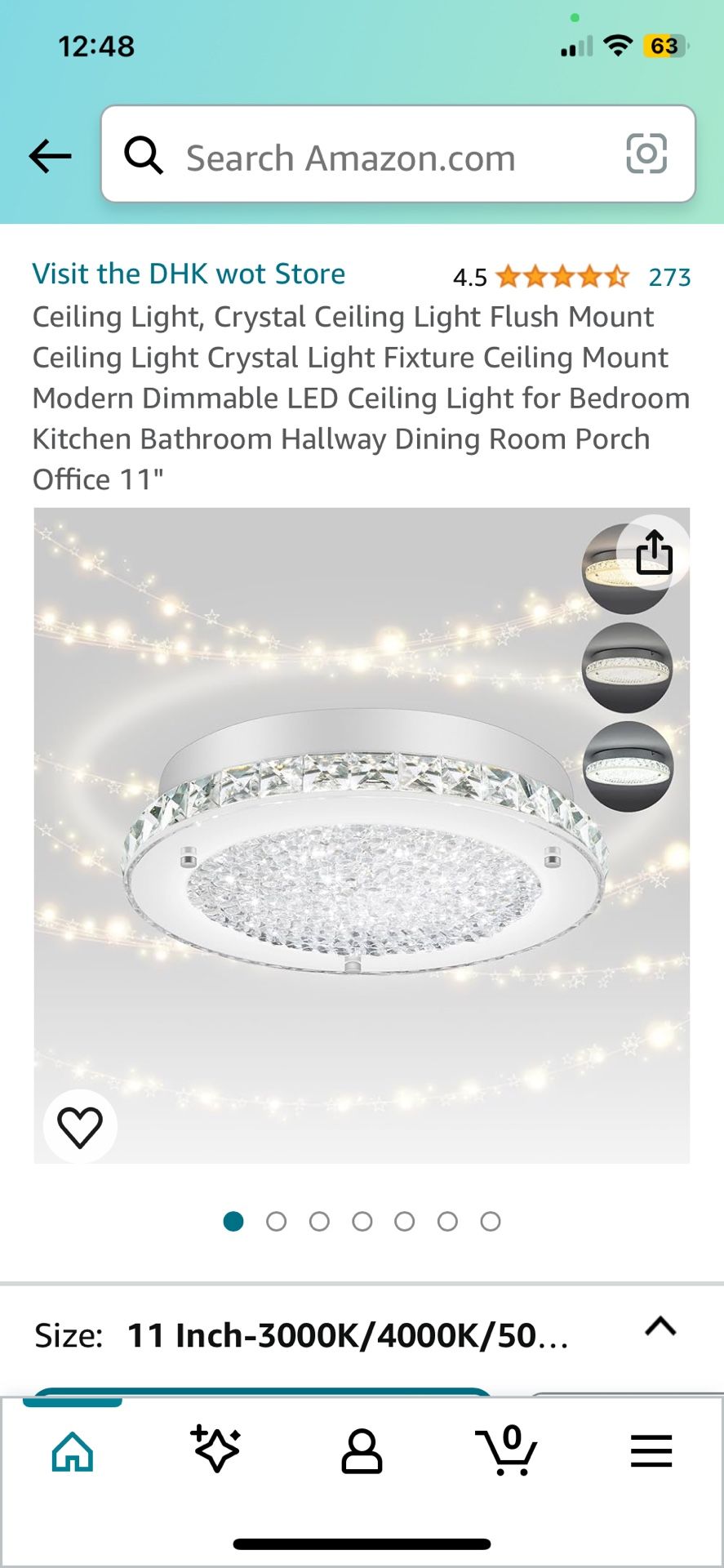 New Crystal Ceiling Light 11”