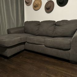 Like New Living Spaces Grey Performance Fabric 108" 2 Piece Modular Memory Foam Full Sleeper Sofa Bed Sectional With Left Arm Facing Armless Chaise