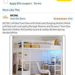 Twin loft bed (mattress not included)