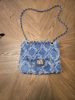 MKP Collection or M Marco small quilted distressed denim crossbody bag