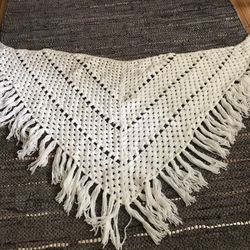 1970 Vintage Hand Crochet Shawl Cape Wrap