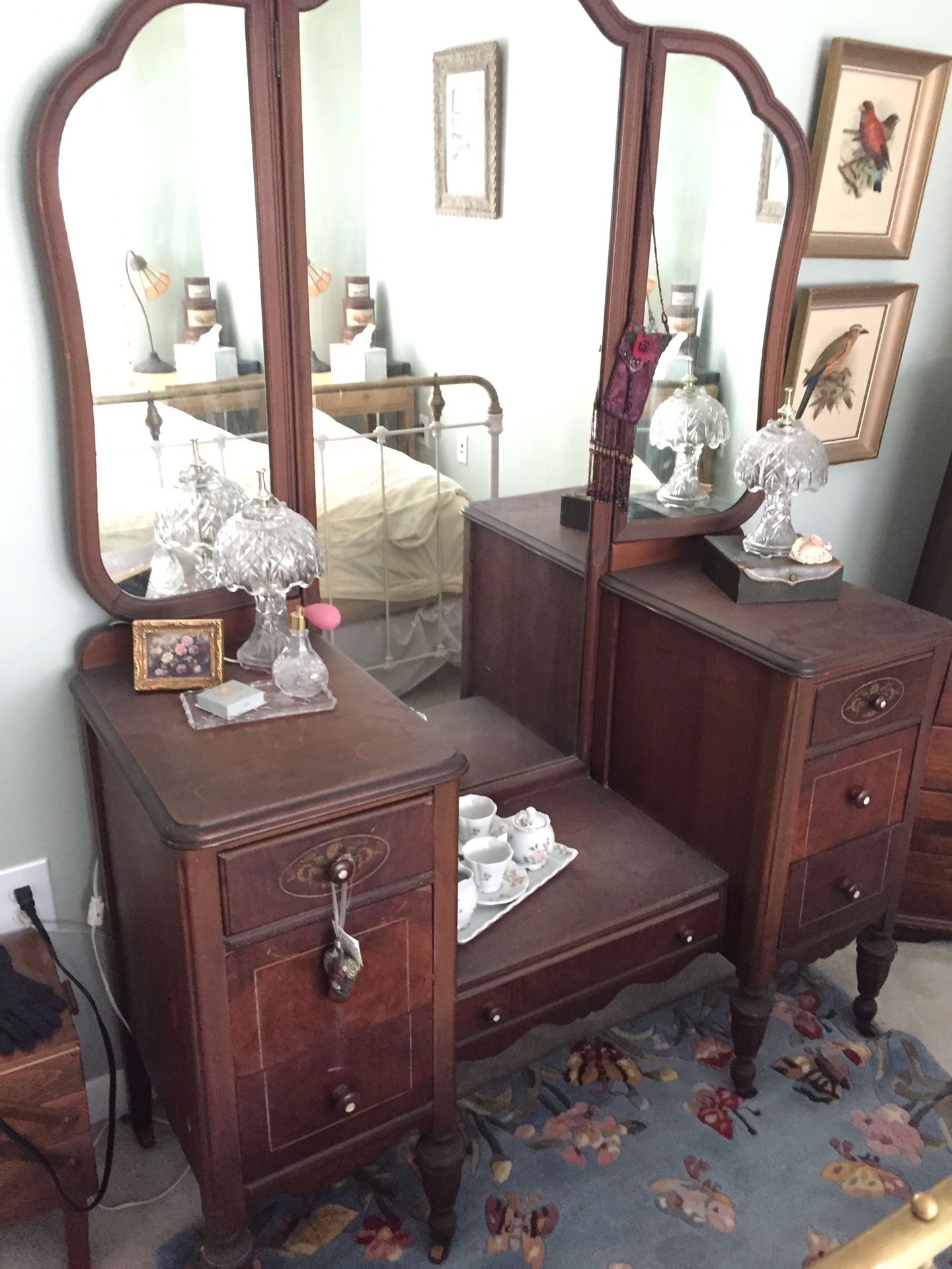 Antique vanity with matching dresser