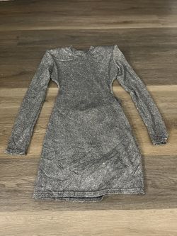 Silver Glitter Cocktail Dress with Jewels