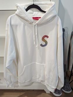 Supreme Swarovski S Logo White Hoodie XL
