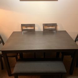 bridson dining table and 4 chairs and bench (set)
