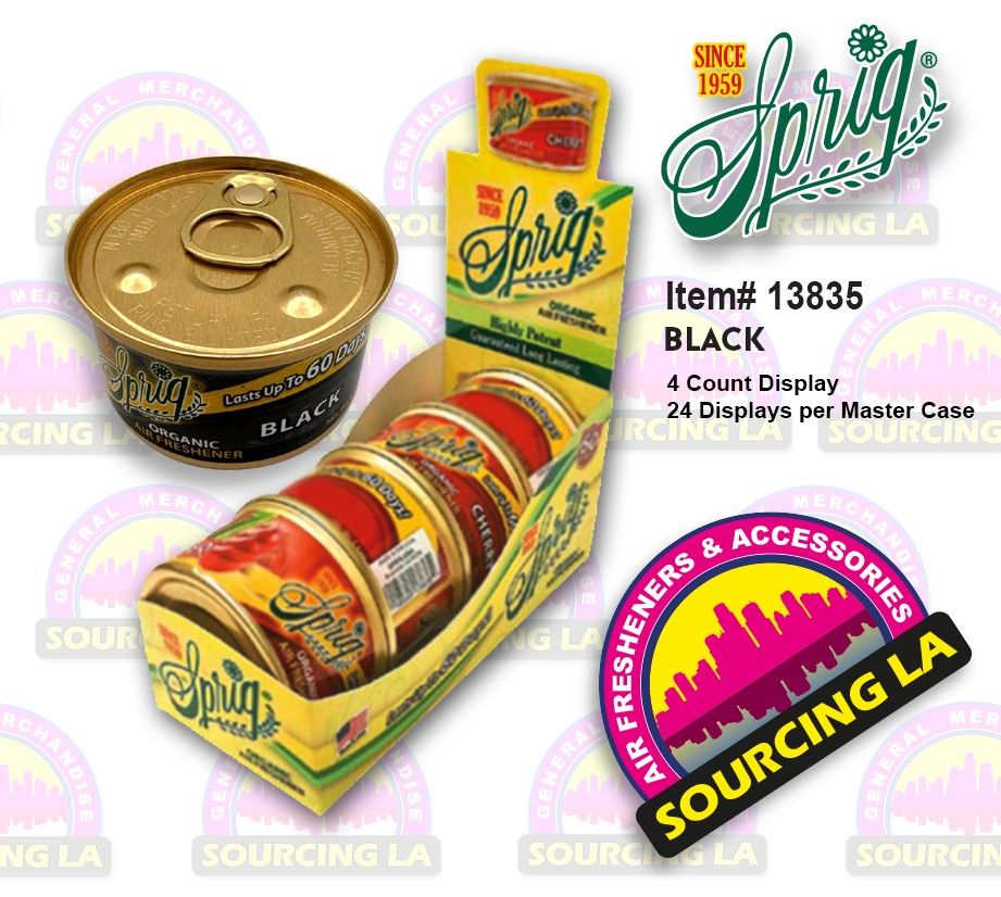 Sprig Canister Air Freshener, Made in the USA Since 1959 - Black