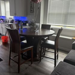 Solid Wood Round Dining Table with 4 Chairs – Sturdy & Comfortable