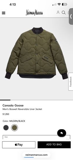 Canada Goose - Men's Boswell Reversible Liner Jacket $1,050+tax（original price） Color: MILGRN/BLACK （size M）