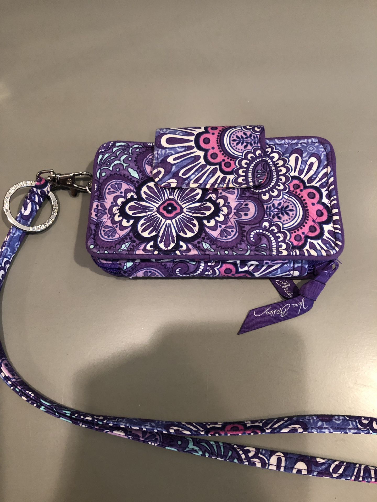 Vera Bradley wallet with strap and keychain