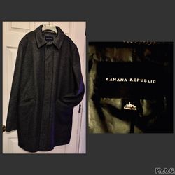 Banana Republic Coat Large Men Gray Wool Blend Vintage Overcoat  $50