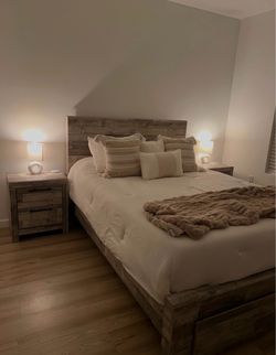 Queen bed frame & two night stands