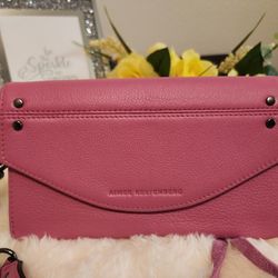 Aimee Kestenberg Delancey Barbie Pink Leather Wallet On A Chain Crossbody Purse