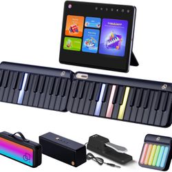 Smart Full Piano Keyboard With Colored Light Up Keys, Speaker, Weighted Keys, Pedal