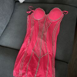 Small Brand New Hot Pink Rhinestone Going Out Dress