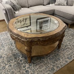 Alexis Colby Carrington’s Round Glass Coffee Table