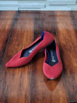 Rothy's The Point Red Knit Pointed Toe Flats Women's US 7.5 EU 38 UK 5.5 Washable