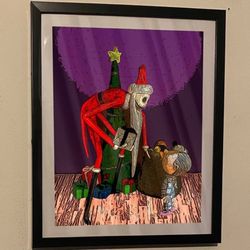 Nightmare before Christmas custom art piece of jack skellington as sandy claws