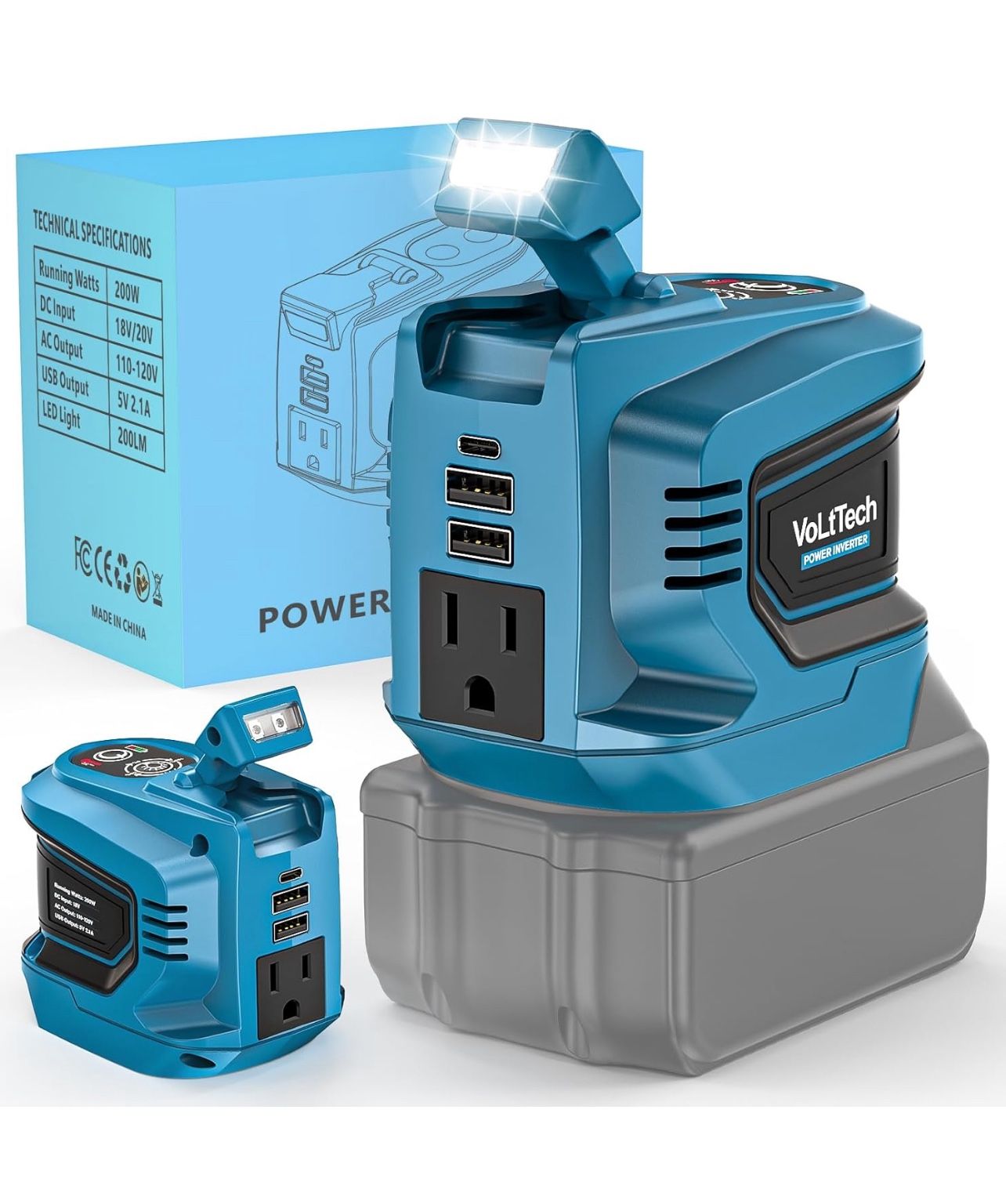 Brandnew Real 200W Power Inverter Compatible with Makita 18V, Battery Inverter 18V to 110V-120V, Portable Phone Charger USB Charger Adapter Power Adap