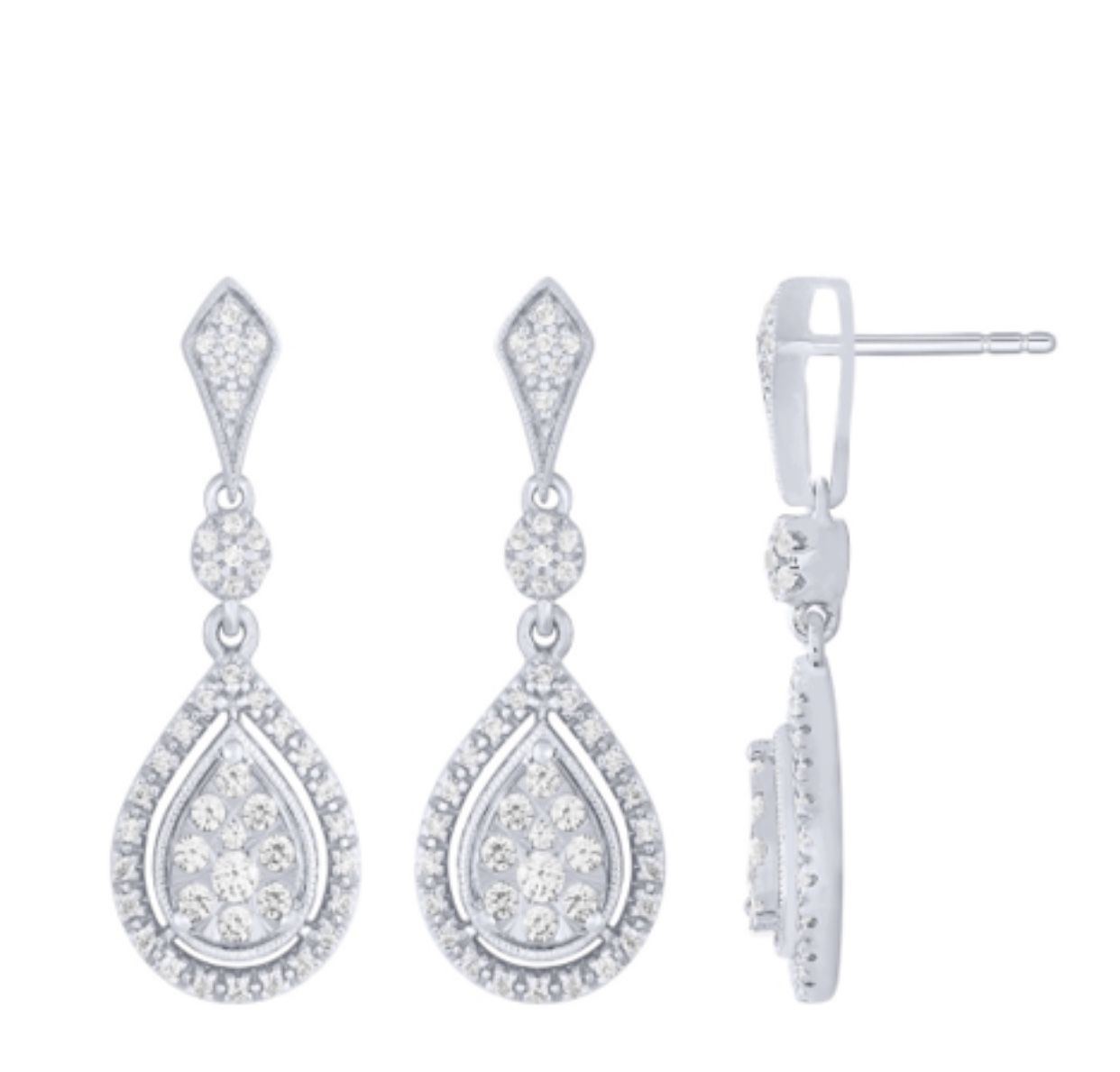Earrings white gold and diamond - 50%