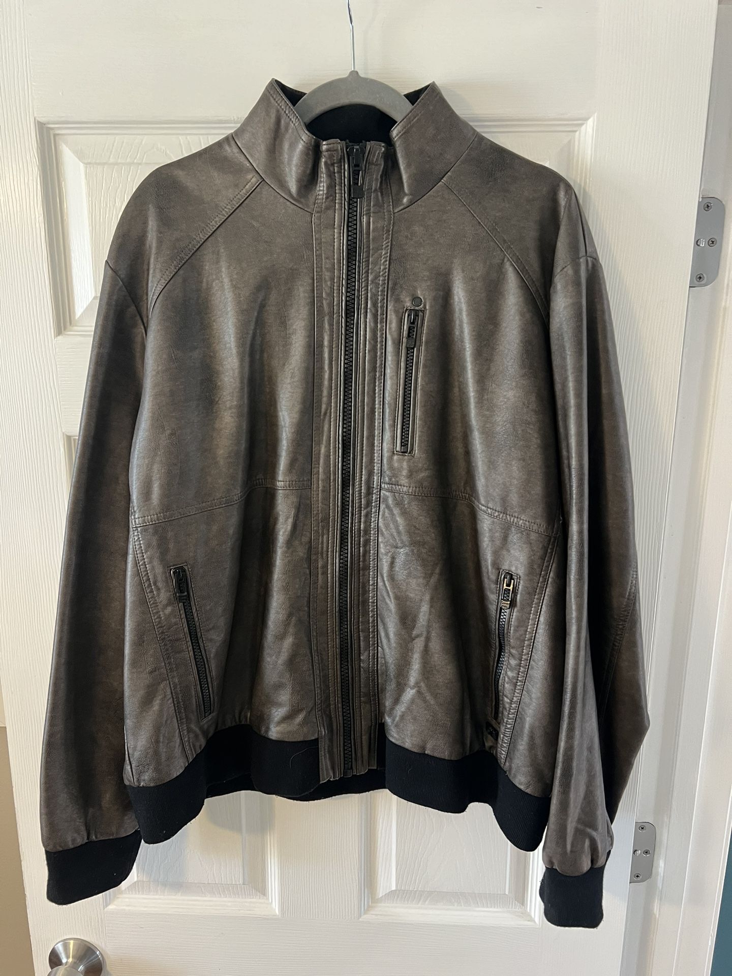 Men’s Calvin Klein Brown Faux Leather Jacket XL