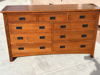MCM 9 Drawer Large  wood Dresser w Mirror
